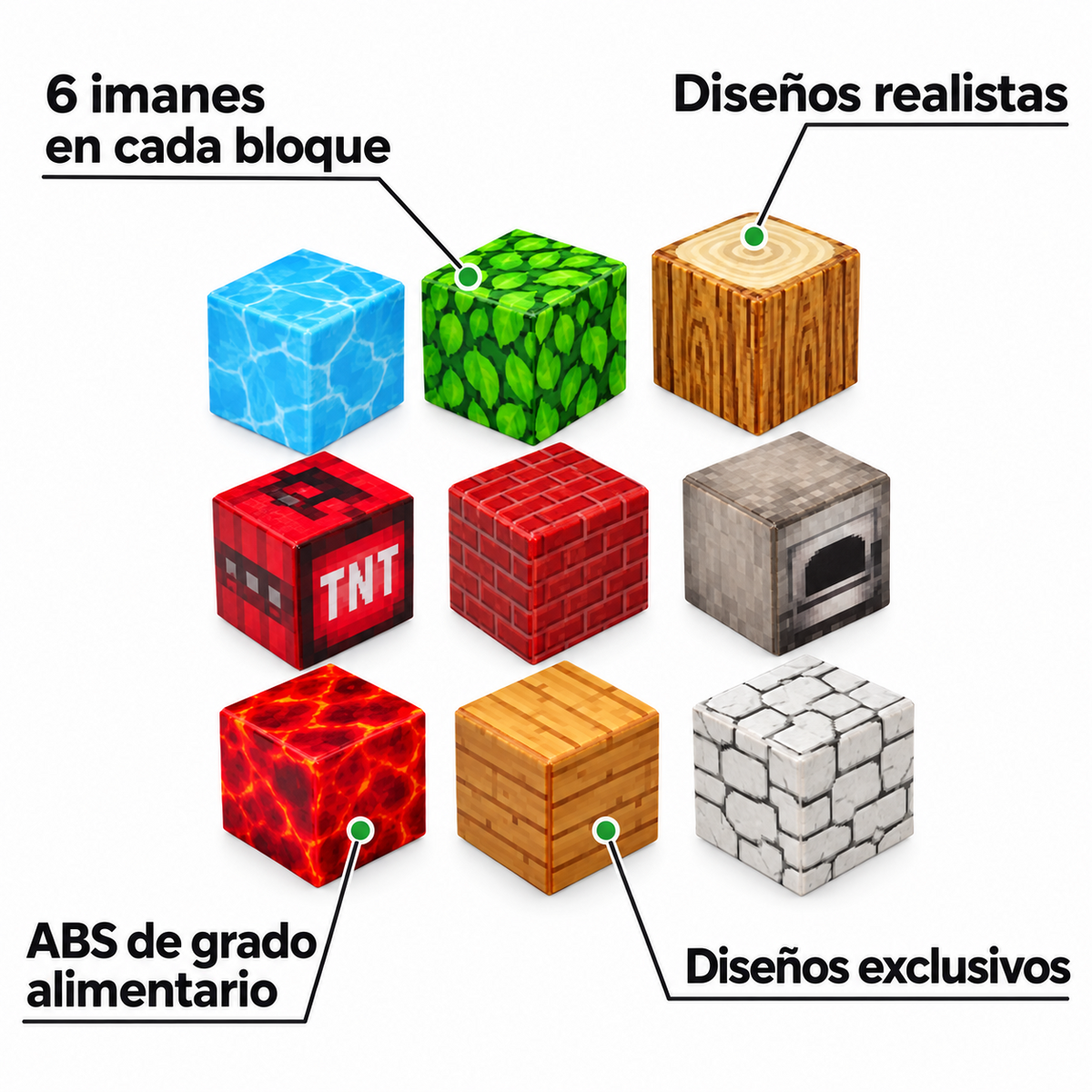 Bloques magnéticos estilo Minecraft